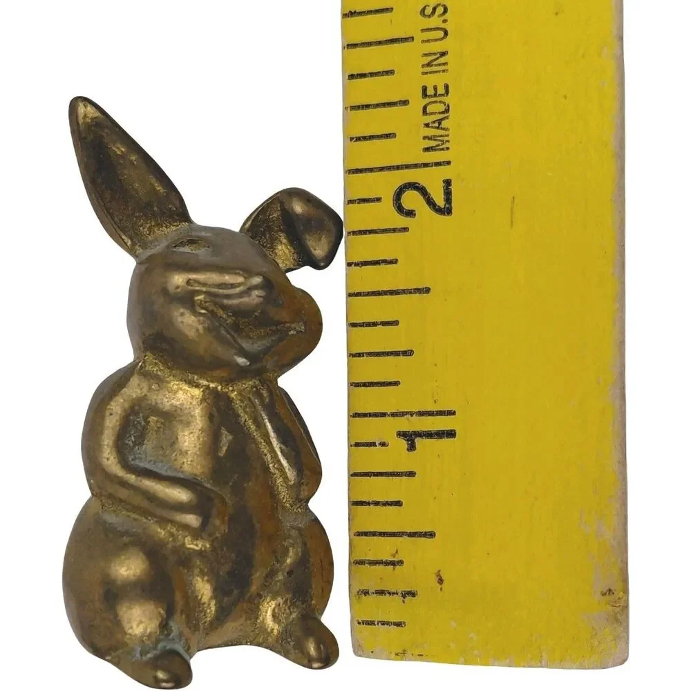 Canadianna Brass Bunny Rabbit Figurine Heavy Easter Holiday Vintage Retro 2.5